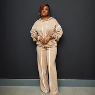 Damen sportliches Lounge-Set mit modernem Hoodie und weitem Hosen WW
