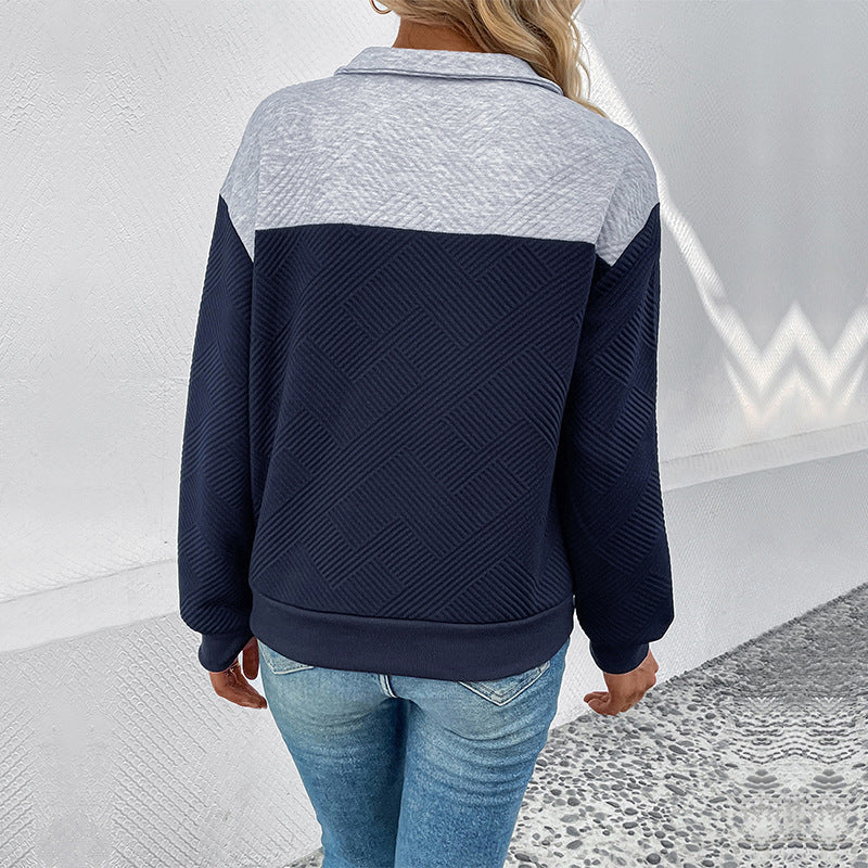 Damen lässiger Sweatpullover mit strukturiertem Design und Knopfdetails W&W Mode