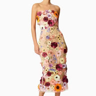 Damen Kleid mit floralem Stickdesign und elegantem körpernahen Schnitt WW