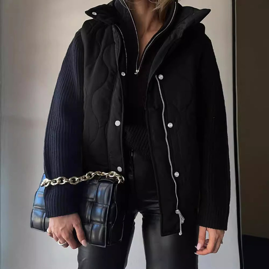 Damen Steppweste mit hohem Kragen und praktischen Taschen WW