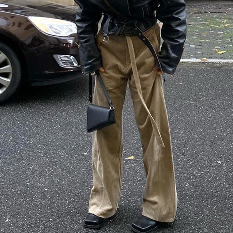Damen lockere Leinenhose mit Taillengürtel W&W Mode