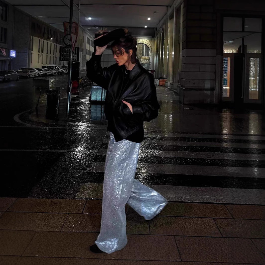 Damen Stilvolle Lederjacke mit lässigem Schnitt und praktischen Taschen WW