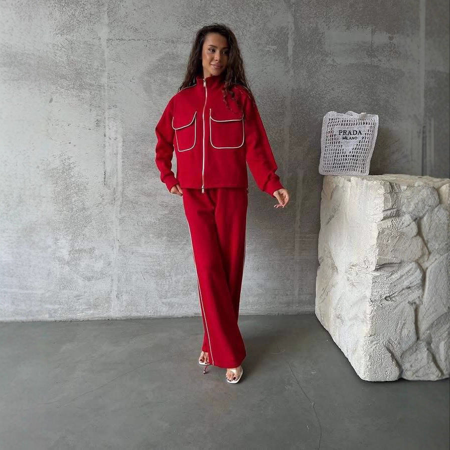 Damen Relaxed-Fit Loungewear-Set mit Reißverschluss und weitem Schnitt WW