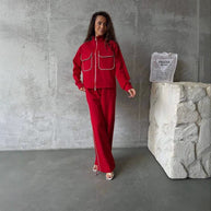 Damen Relaxed-Fit Loungewear-Set mit Reißverschluss und weitem Schnitt WW