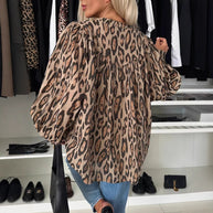 Damen Bluse mit voluminösen Ärmeln und luxuriösem Leo-Print WW