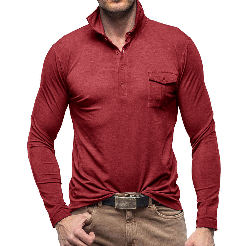 Herren Langarm Poloshirt mit modernem Stehkragen WW