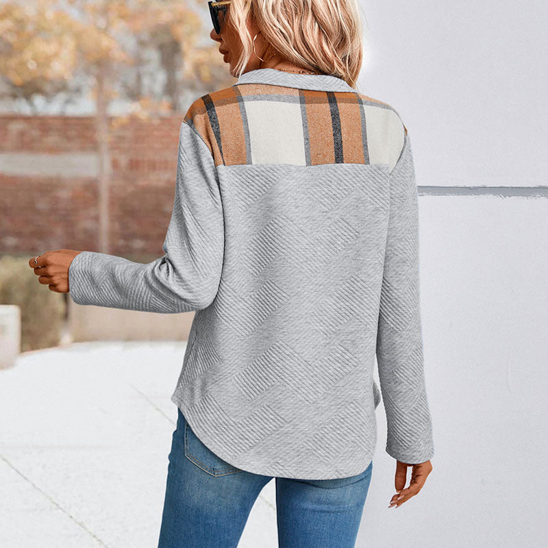 Damen Freizeitpullover mit modischem Steppdesign und praktischen Knopfdetails W&W Mode