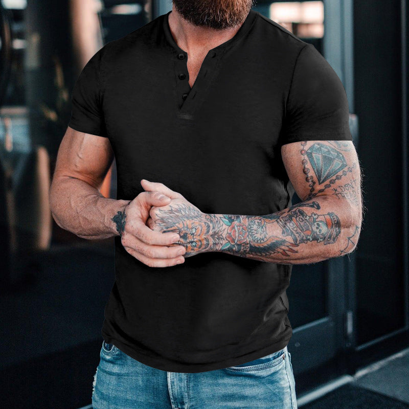 Herren modisches Kurzarmshirt mit klassischem Knopfleisten-Design WW