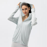 Damen Atmungsaktive Funktionsjacke mit Kapuze und Reißverschluss WW
