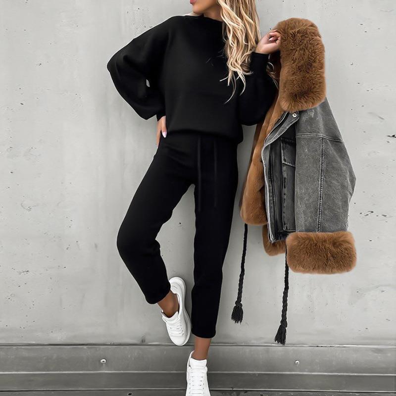 Damen Freizeitleggings mit hoch gezogenem Taillenbund und lässigem Sweater WW