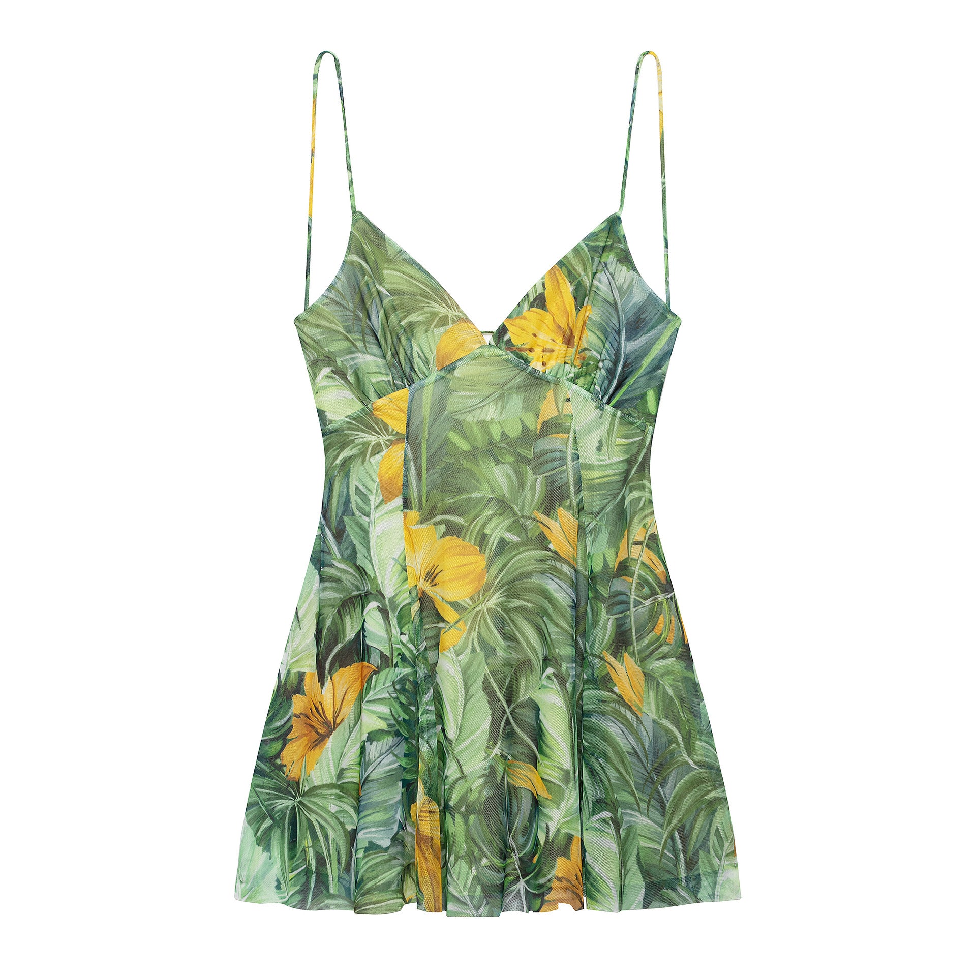 Damen Minikleid mit floralem Muster und feinen Spaghettiträgern WW