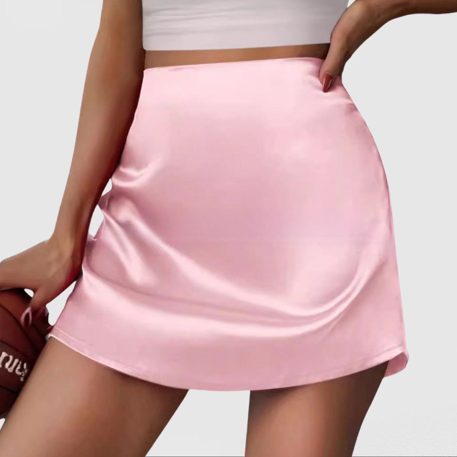 Damen Satin Minirock mit elegantem Schnitt und fließendem Fall WW