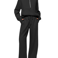 Damen Sportliches Fleece-Kombinationsset mit hohem Kragen und seitlichen Taschen WW