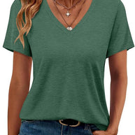 Damen V-Ausschnitt T-Shirt aus weichem Single Jersey WW