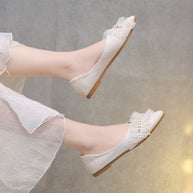 Damen Ballerinas mit dekorativem Rüschen- und Perlenschmuck W&W
