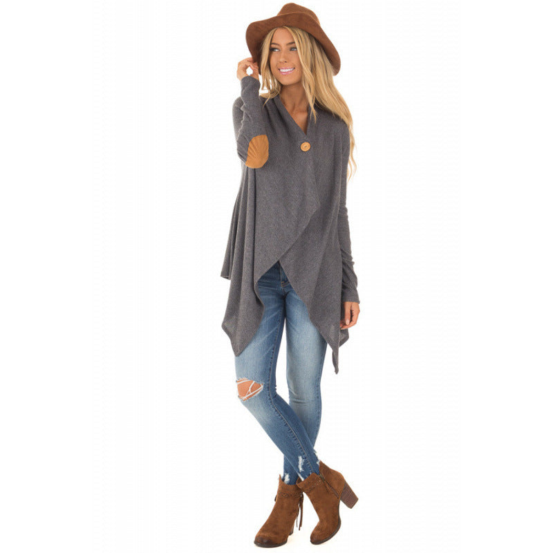 Damen Wickeljacke mit asymmetrischem Schnitt und Lederakzenten WW