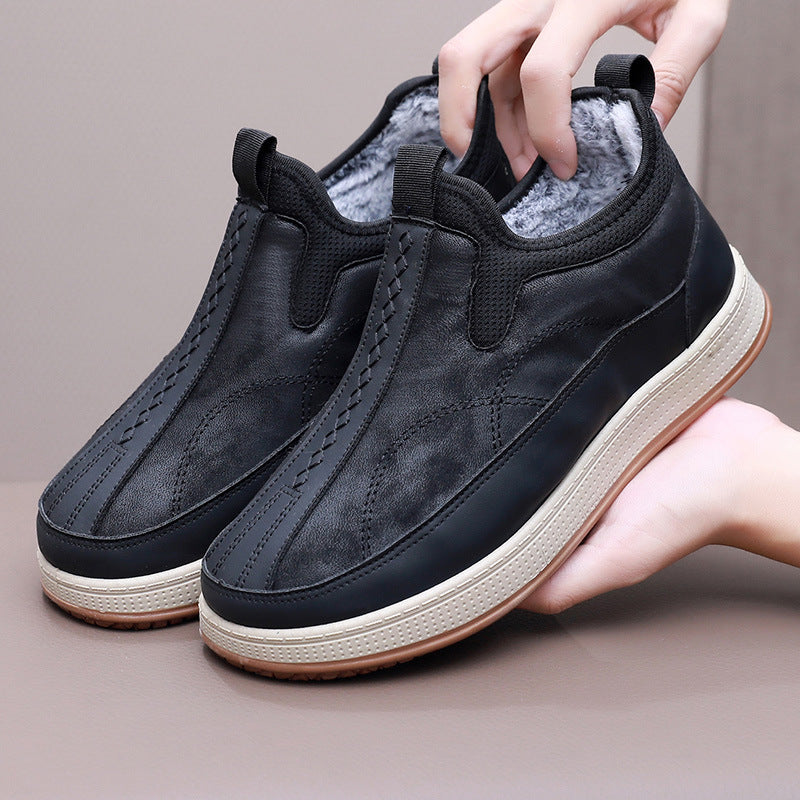 Damen Bequeme Winter-Slipper aus Lederimitat mit warmem Innenfutter WW
