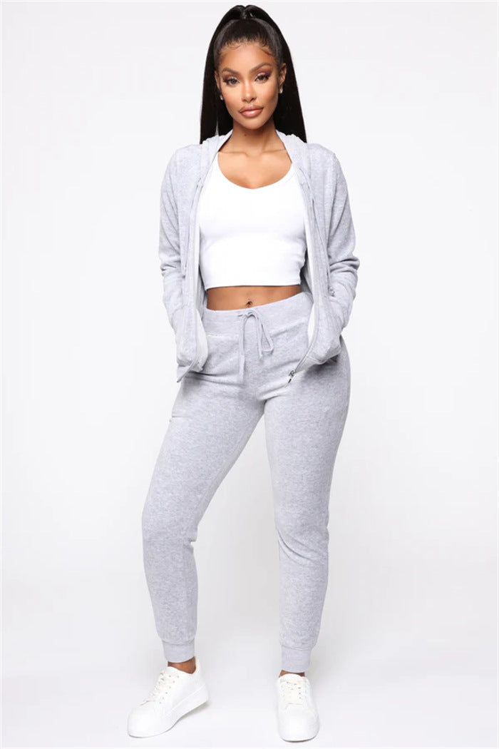 Damen Sportliches und elegantes Fleece-Jogginganzug WW