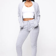 Damen Sportliches und elegantes Fleece-Jogginganzug WW