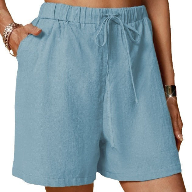Damen lockere Shorts mit elastischem Bund und praktischen Seitentaschen W&W Mode