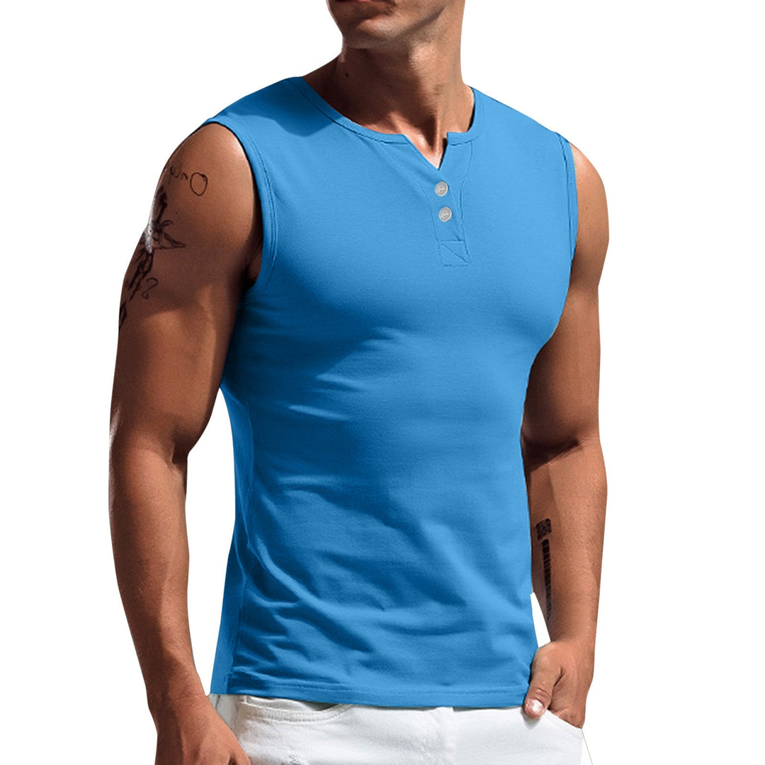 Herren ärmelloses Shirt mit Knopfleiste W&W Mode
