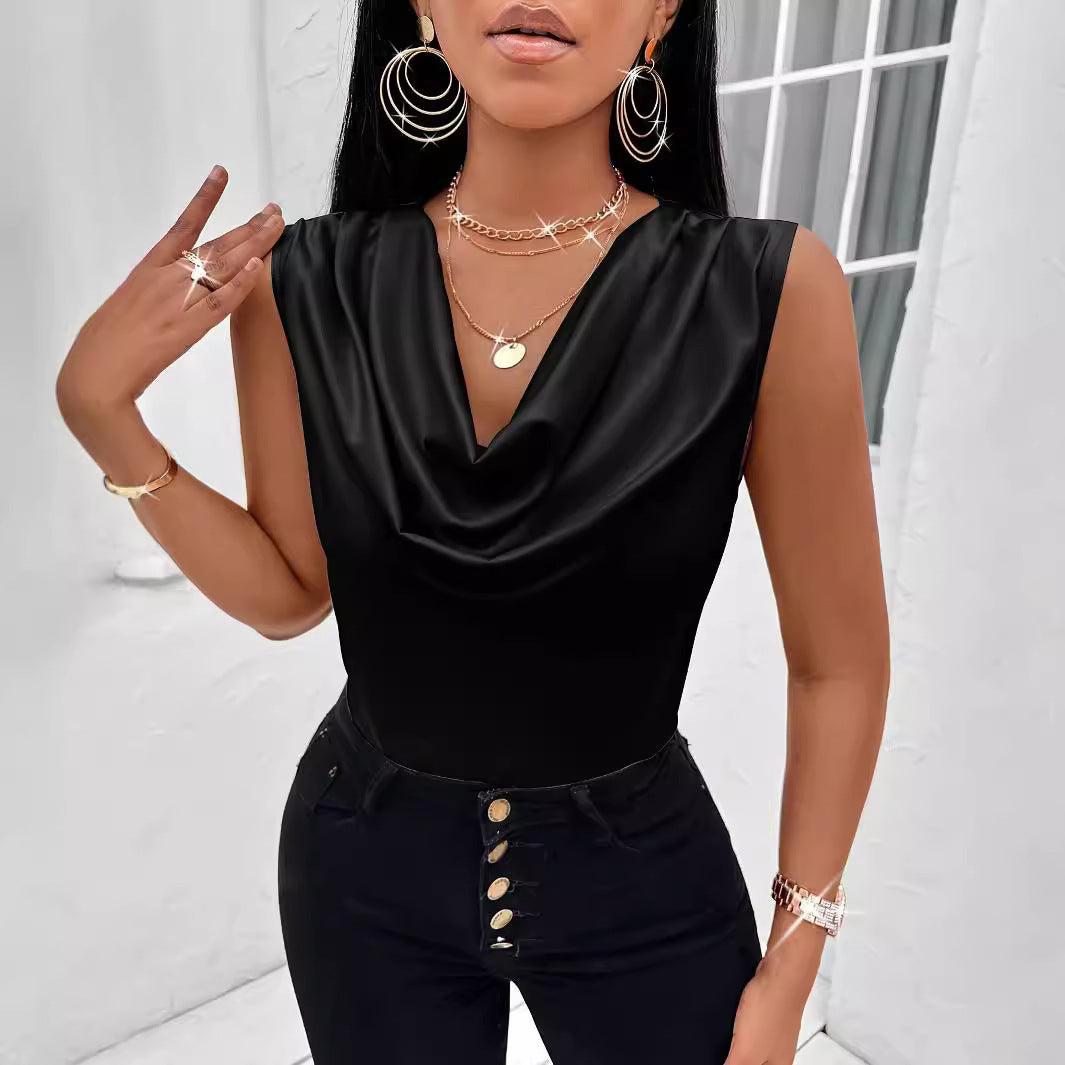 Damen elegantes Oberteil mit fließendem Ausschnitt W&W Mode