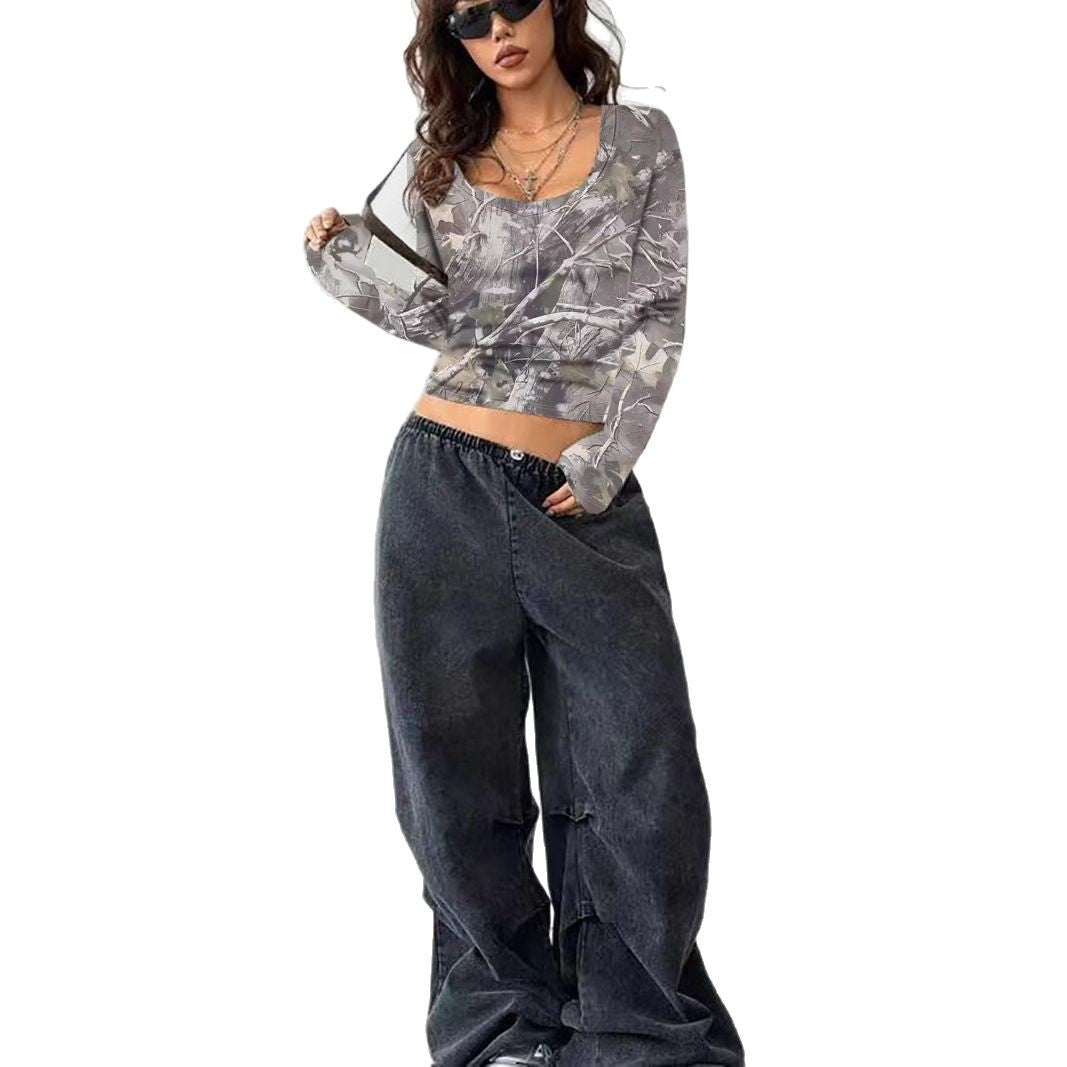 Damen Langarmshirt mit camouflagemuster WW