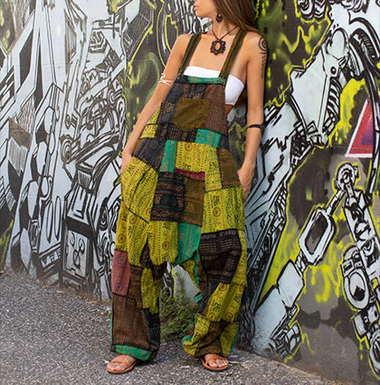 WW | Damen Jumpsuits Lockere Sling Druck Tasche Lässiges Jumpsuit