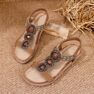 Damen Sommer-Sandaletten mit dekorativen Perlen WW