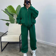 Damen bequemer und stilvoller Zip-Hoodie mit passenden Jogginghosen WW