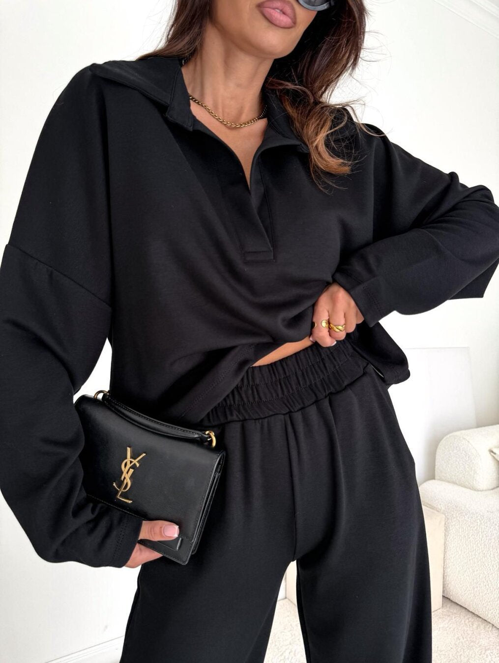 Damen Relaxed-Fit Poloshirt mit Knopfleiste und weiten Ärmeln WW