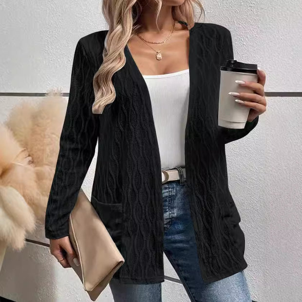 Damen Strickjacke mit strukturiertem Muster und lässigem Schnitt WW