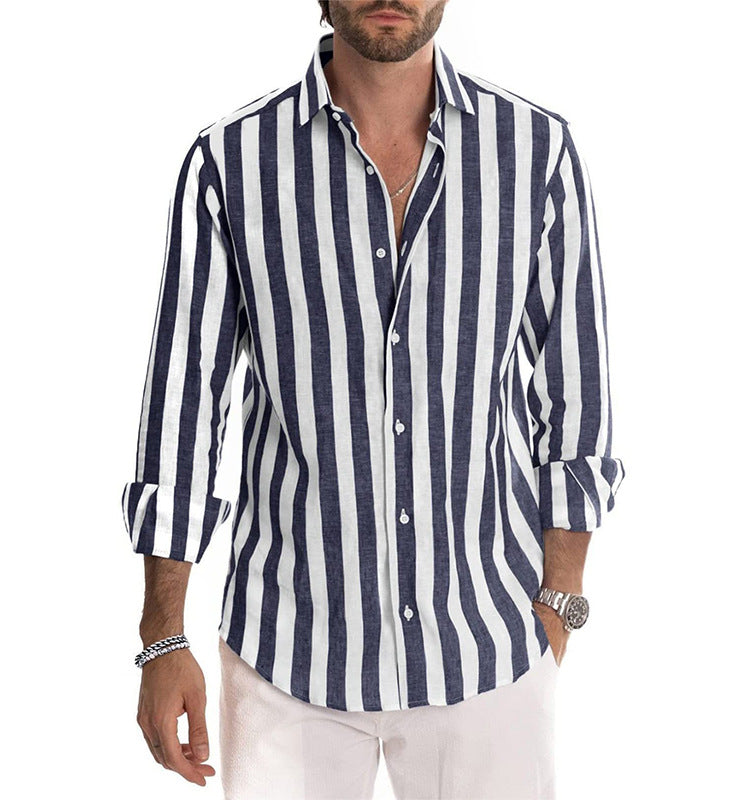 Herren Leinenhemd mit stylischem Streifenmuster und lässigem Schnitt WW