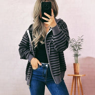 Damen Sportlicher Hoodie mit Streifenmuster und lässigem Schnitt WW