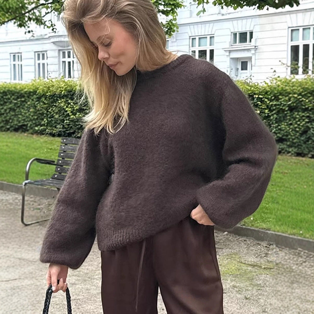 Damen stilvoller Relaxed-Fit Pullover mit voluminösen Ärmeln WW