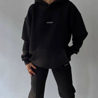 Damen Bequemer Oversized Hoodie mit Kängurutasche und modernem Schriftzug WW