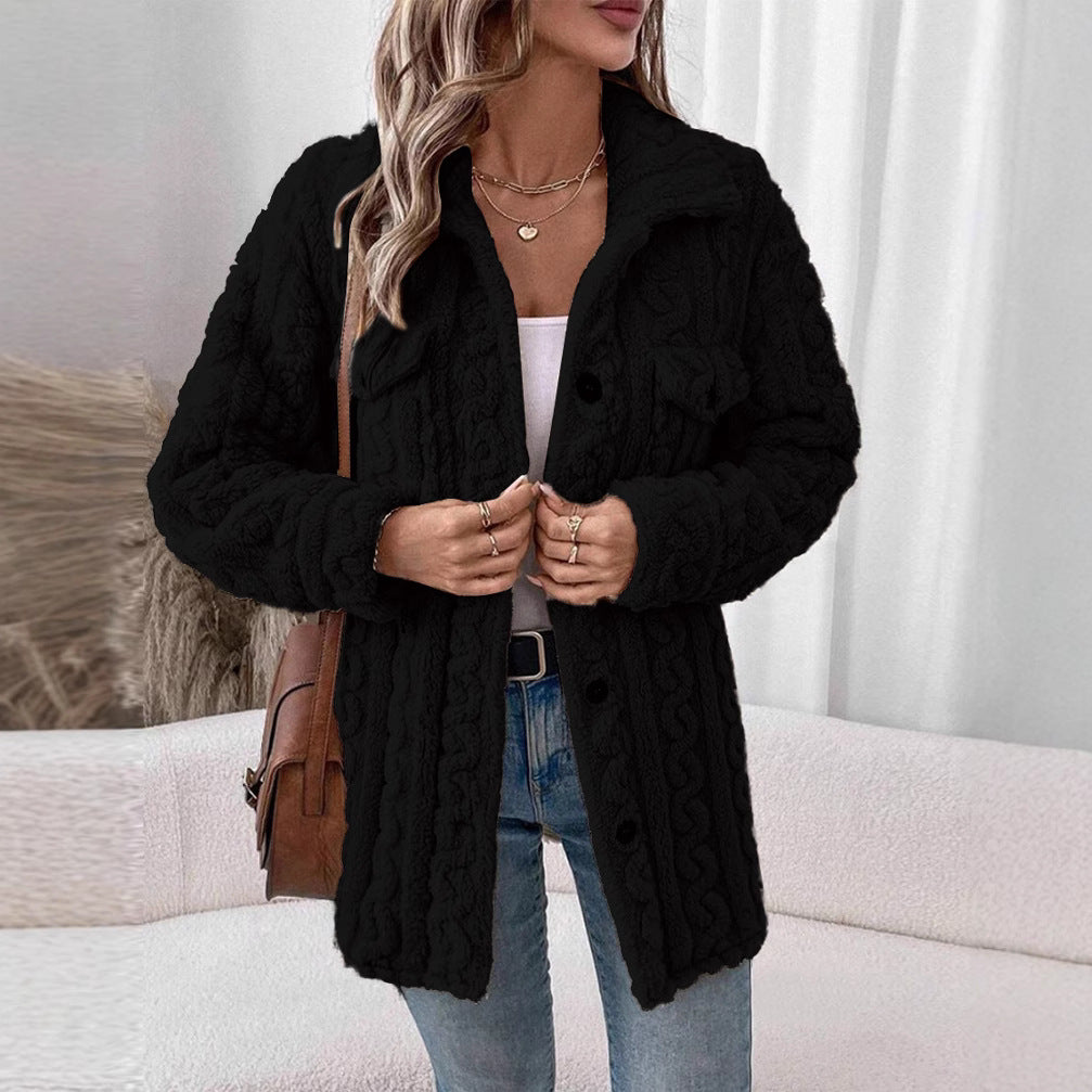 Damen Strickjacke mit Struktur und aufgesetzten Taschen WW
