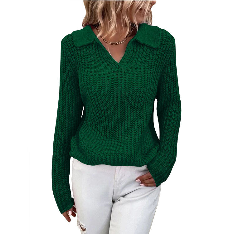 Damen Strickpullover mit strukturiertem Design und modernem V-Ausschnitt WW