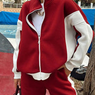 Damen Sportliches Sweatsuit mit kontrastierenden Einsätzen und hohem Kragen WW