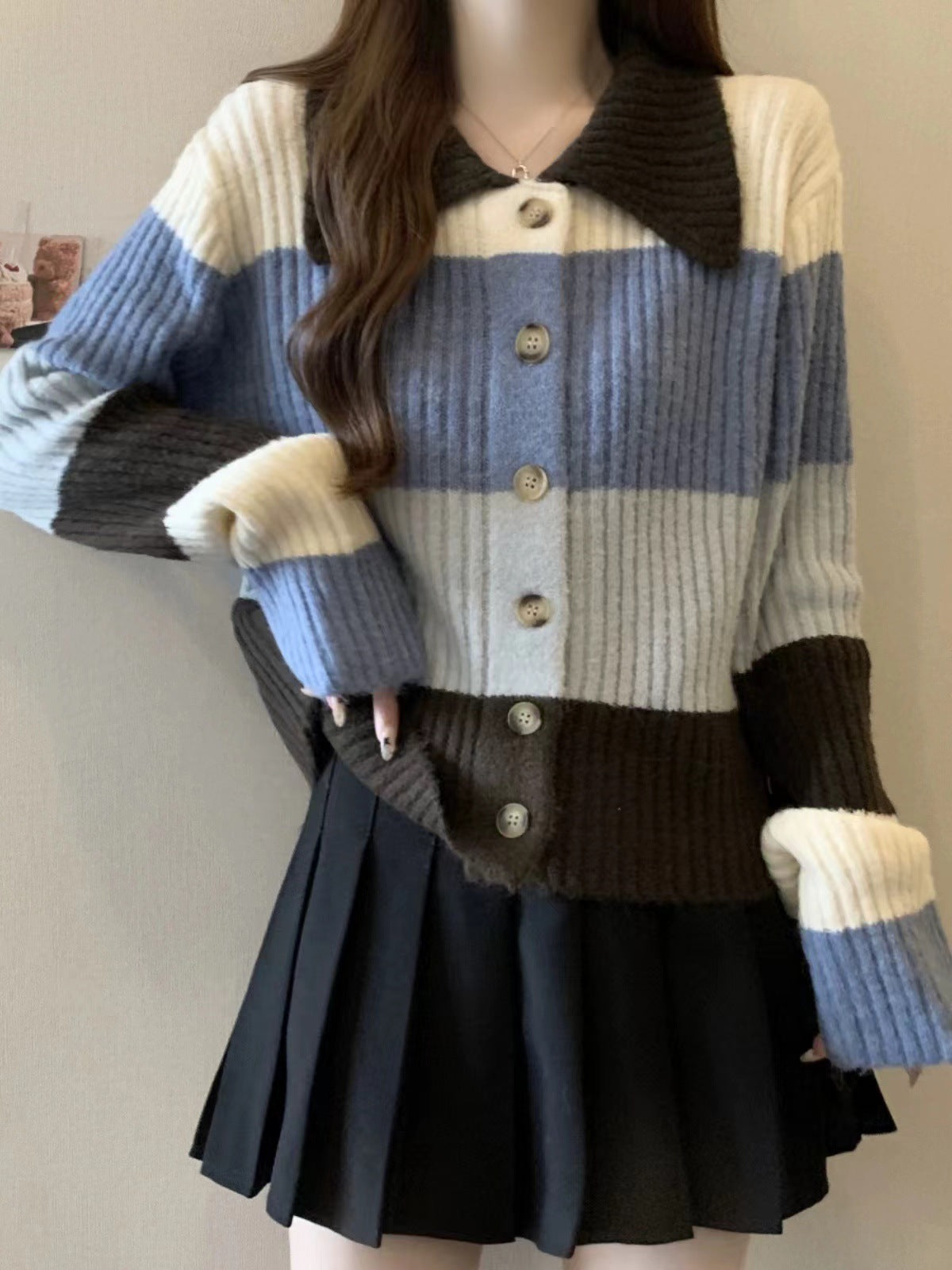 Damen Strickjacke mit breitem Rippdesign und oversized Schnitt WW