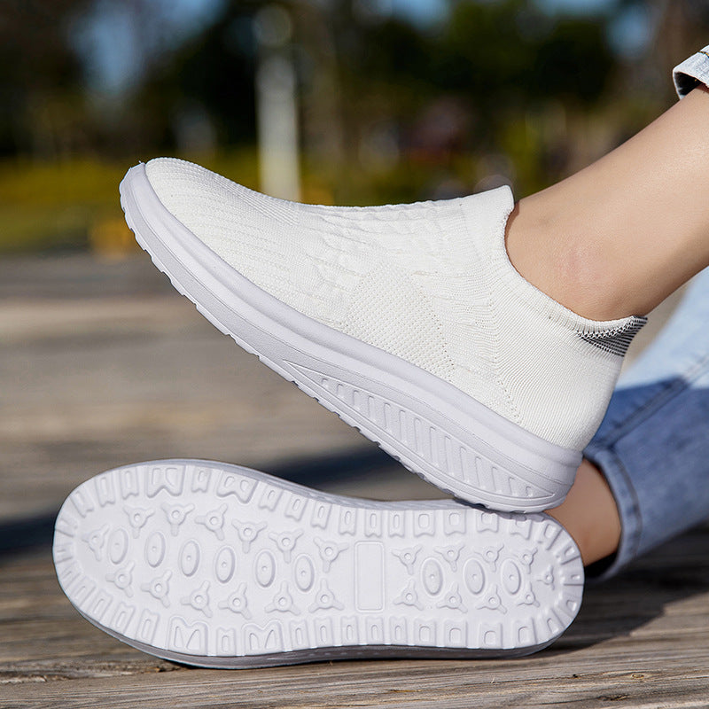Damen Slip-On Sport Sneakers mit atmungsaktivem Strickdesign WW