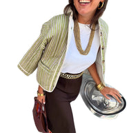 Damen leichte Steppjacke mit modischem Streifenmuster WW