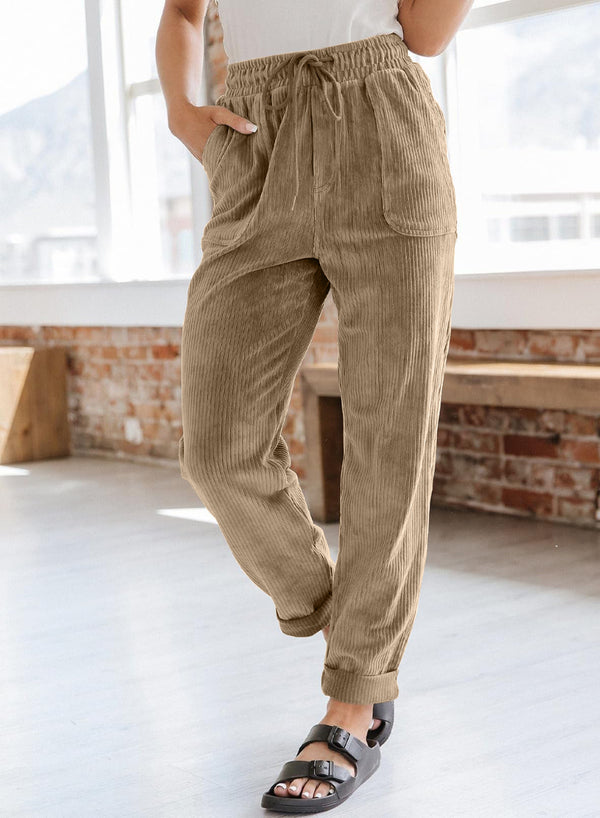 Damen Jogginghose aus bequemem Waffelstrick mit elastischem Bund und praktischen Taschen WW