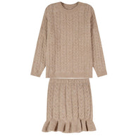 Damen Strickjacke mit dekorativem Zopfmuster und Knopfdetails WW