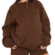 Damen bequemer Fleece-Cropped-Sweatshirt und Shorts-Mix WW