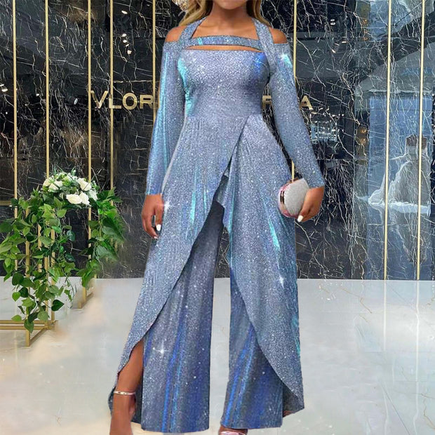 Damen Glamouröser Jumpsuit mit schimmerndem Paillettenbesatz und eleganten Cut-Outs WW