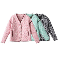 Damen gesteppte Jacke mit floralem Design und praktischen Taschen WW