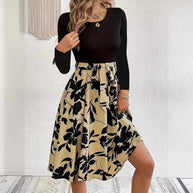 Damen Set aus langärmligem Oberteil und lässigem, floralem Rock WW