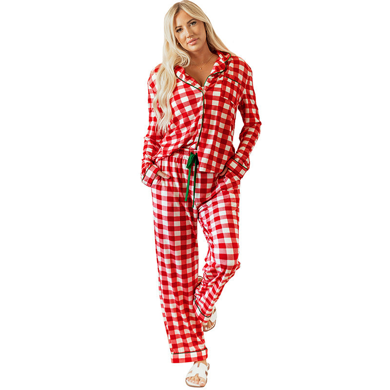 Damen Karierte Pyjamahose mit Oberteil WW