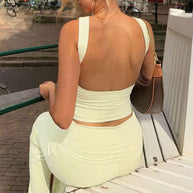 Damen cropped Lounge-Set mit enger Passform und modischen Akzenten W&W